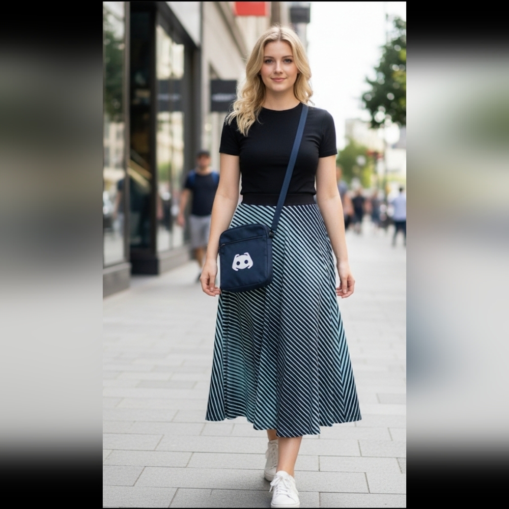 Striped Blue and Black Women's Skirt